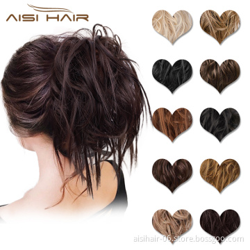 Aisi Hair Synthetic Donut Brown Chignon Curly Bun Pad Chignon Elastic Band Ribbon Ponytail Rope Rubber Hair Extension For Women